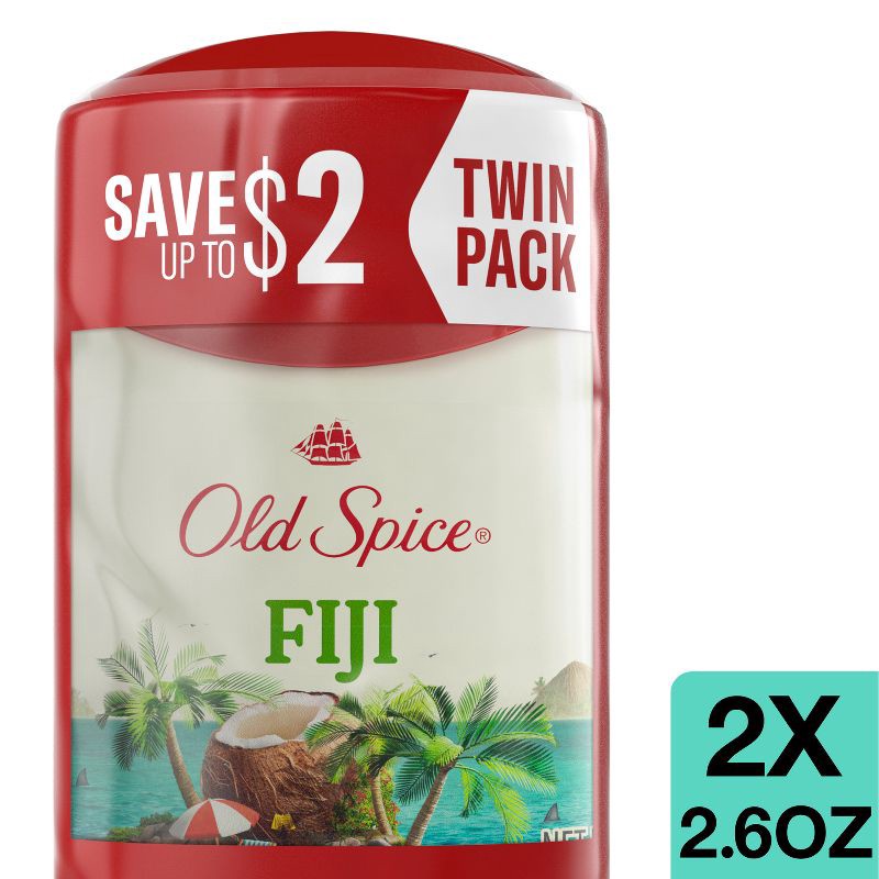 slide 1 of 11, Old Spice Men's Fiji with Palm Tree Antiperspirant & Deodorant - 2.6oz/2pk, 2 ct; 2.6 oz
