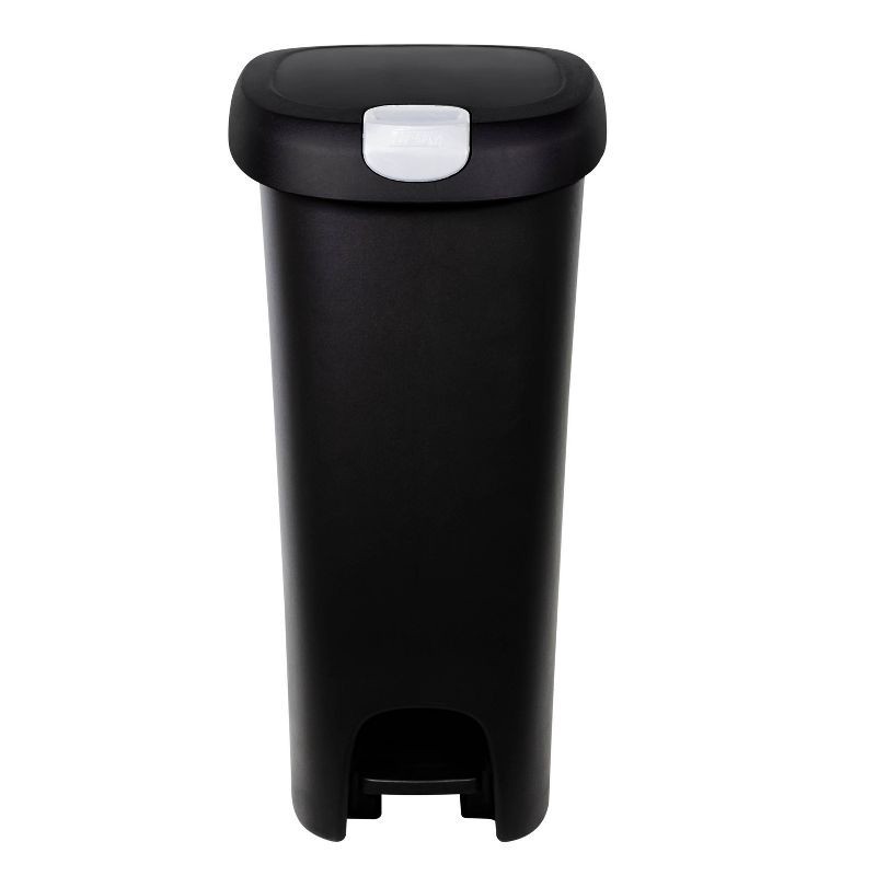 slide 3 of 6, Hefty 12.3gal Slim Step Trash Can with Locking Lid Black, 12.3 gal