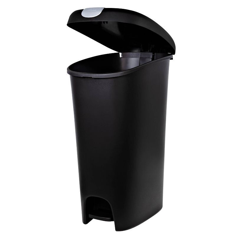 slide 6 of 6, Hefty 12.3gal Slim Step Trash Can with Locking Lid Black, 12.3 gal