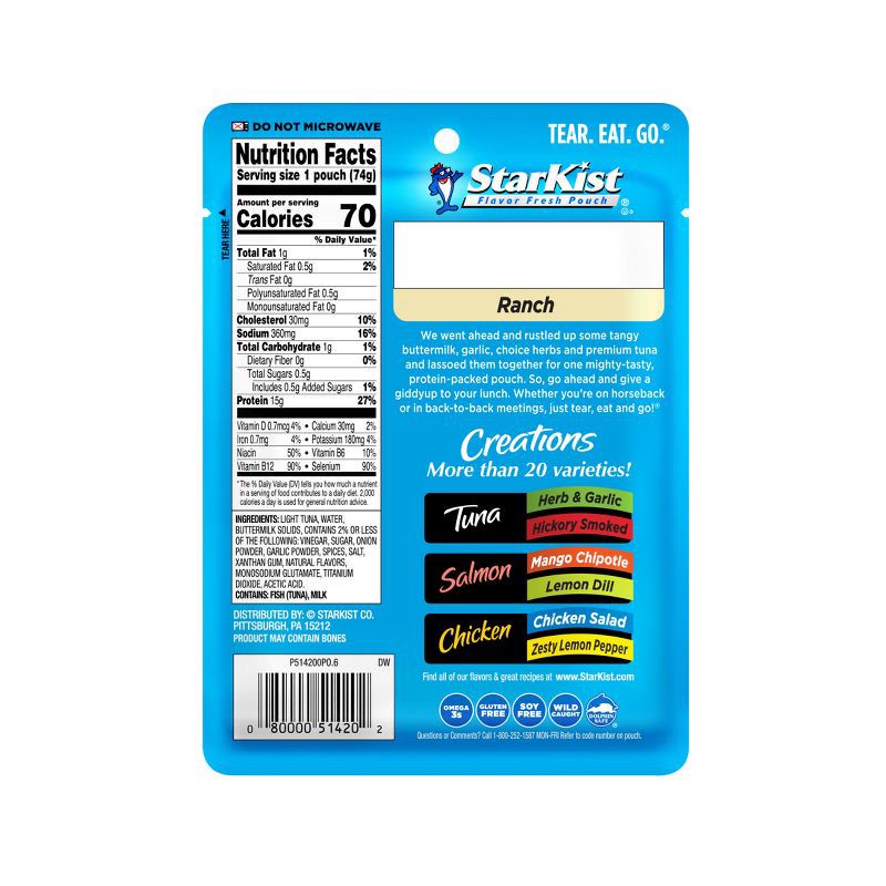 slide 2 of 5, StarKist Tuna Creations Ranch Pouch - 2.6oz, 2.6 oz