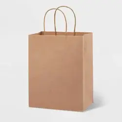 Small Striped Gift Bag White/Brown - Spritz™: Father's Day, All Occasions, Gold, Paper, Target Exclusive