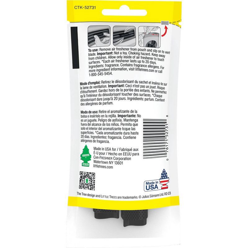 slide 3 of 5, Little Trees 4pk Vent Wrap Black Ice Air Fresheners: Car Freshener Vent Clips, Disposable, Scented, Non-Powered, 4 ct
