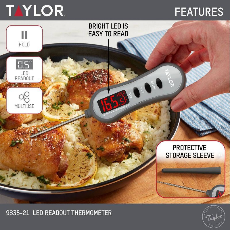 slide 5 of 5, Taylor Super-Brite LED Digital Pocket Kitchen Meat Cooking Thermometer, 1 ct