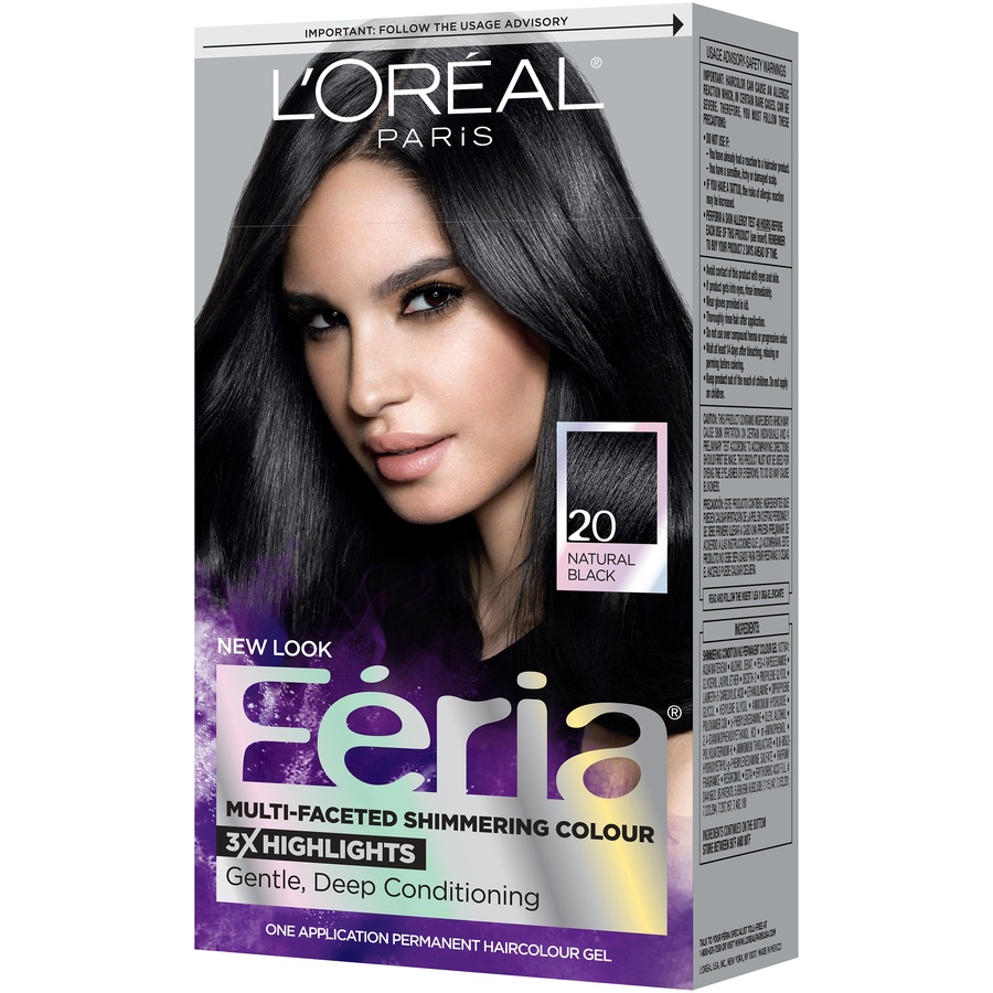 slide 4 of 8, L'Oréal Fería L'Oreal Paris Feria Multi-Faceted Shimmering Color - 6.3 fl oz - 20 Natural Black - 1 Kit, 1 ct