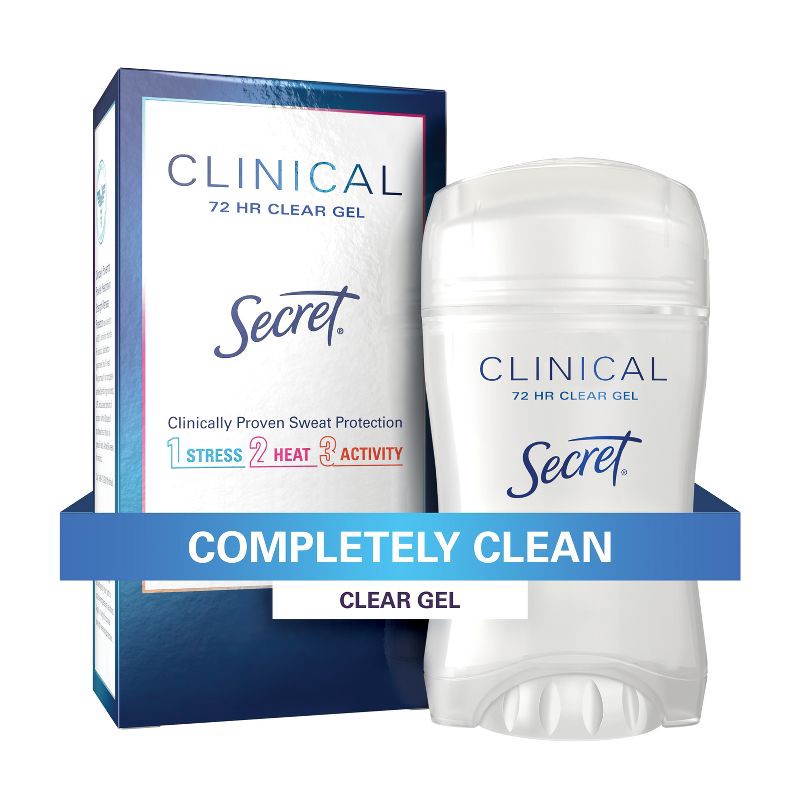 slide 8 of 8, Secret Clinical Strength Antiperspirant & Deodorant Clear Gel - Completely Clean - 1.6oz, 1.6 oz