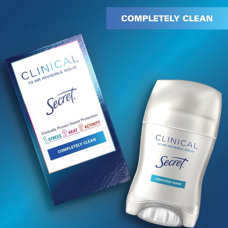 slide 5 of 9, Secret Clinical Strength Completely Clean Invisible Solid Antiperspirant & Deodorant for women - 2.6oz, 2.6 oz