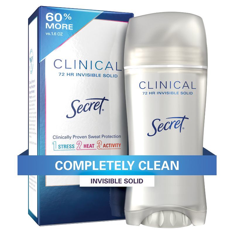 slide 1 of 10, Secret Clinical Strength Completely Clean Invisible Solid Antiperspirant & Deodorant for women - 2.6oz, 2.6 oz