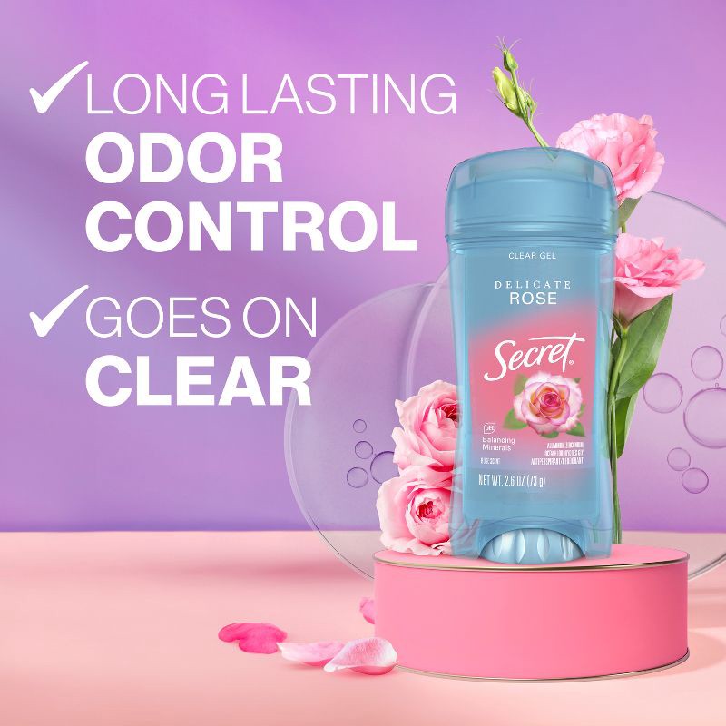 slide 2 of 10, Secret Fresh Clear Gel Antiperspirant & Deodorant - Delicate Rose - 2.6oz, 2.6 oz