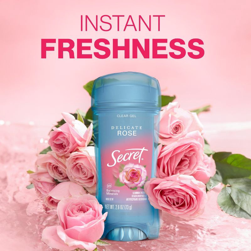 slide 7 of 10, Secret Fresh Clear Gel Antiperspirant & Deodorant - Delicate Rose - 2.6oz, 2.6 oz