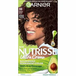 Garnier Nutrisse Nourishing Permanent Hair Color Creme - 33 Darkest Golden Brown: For All Hair Types, Contains Argan Oil, Vegan