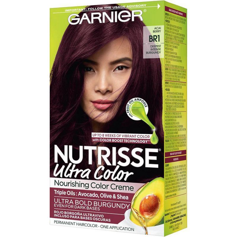 slide 8 of 10, Garnier Nutrisse Ultra Color Nourishing Color Creme - BR1 Deepest Intense Burgundy, 1 ct