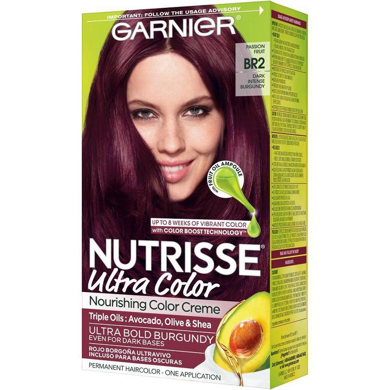 slide 7 of 8, Garnier Nutrisse Ultra Color Nourishing Color Creme - BR2 Dark Intense Burgundy, 1 ct