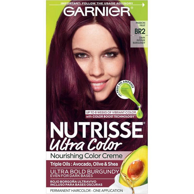 slide 1 of 8, Garnier Nutrisse Ultra Color Nourishing Color Creme - BR2 Dark Intense Burgundy, 1 ct