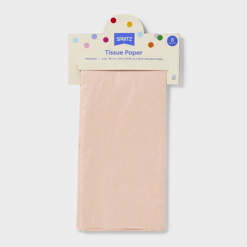 slide 3 of 3, 8ct Pearlized Tissue Paper Light Pink - Spritz™: Solid Easter Packaging, 16.5" x 24", 8 Sheets, 8 ct, 8 sheets