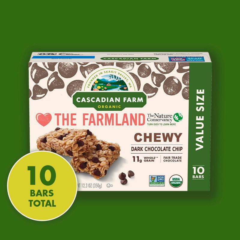 slide 7 of 10, Cascadian Farms Organic Dark Chocolate Chip Chewy Granola Bars - 10ct/12.3oz, 10 ct; 12.3 oz