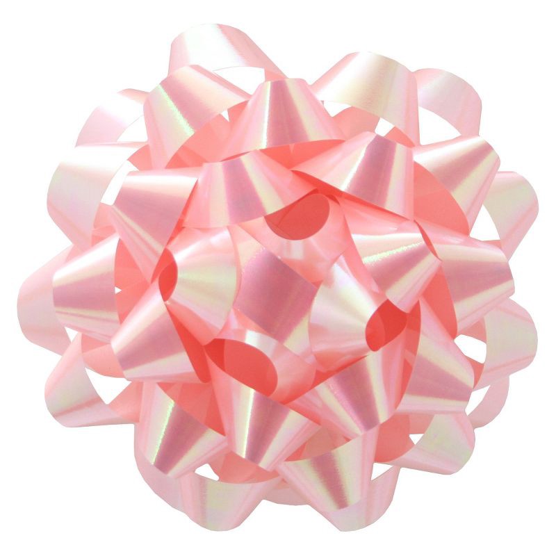 slide 1 of 2, 6" Large Shiny Light Pink Gift Bow - Spritz™: Decorative Bows for Gift Wrapping, Solid Plastic, All Occasions, 1 ct