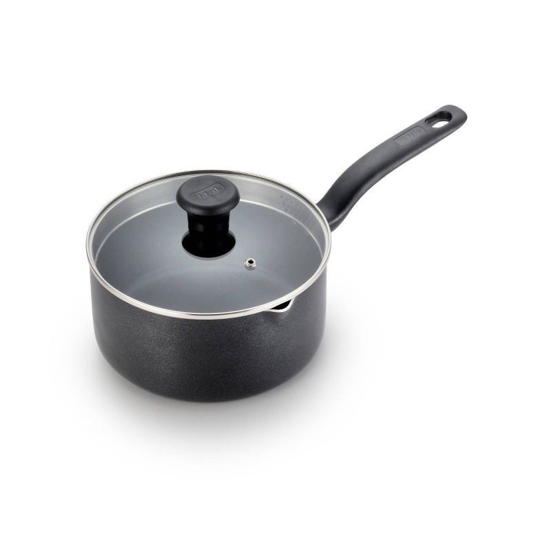 slide 4 of 4, T-fal 3qt Saucepan with Lid, Simply Cook Nonstick Cookware Black, 3 qt