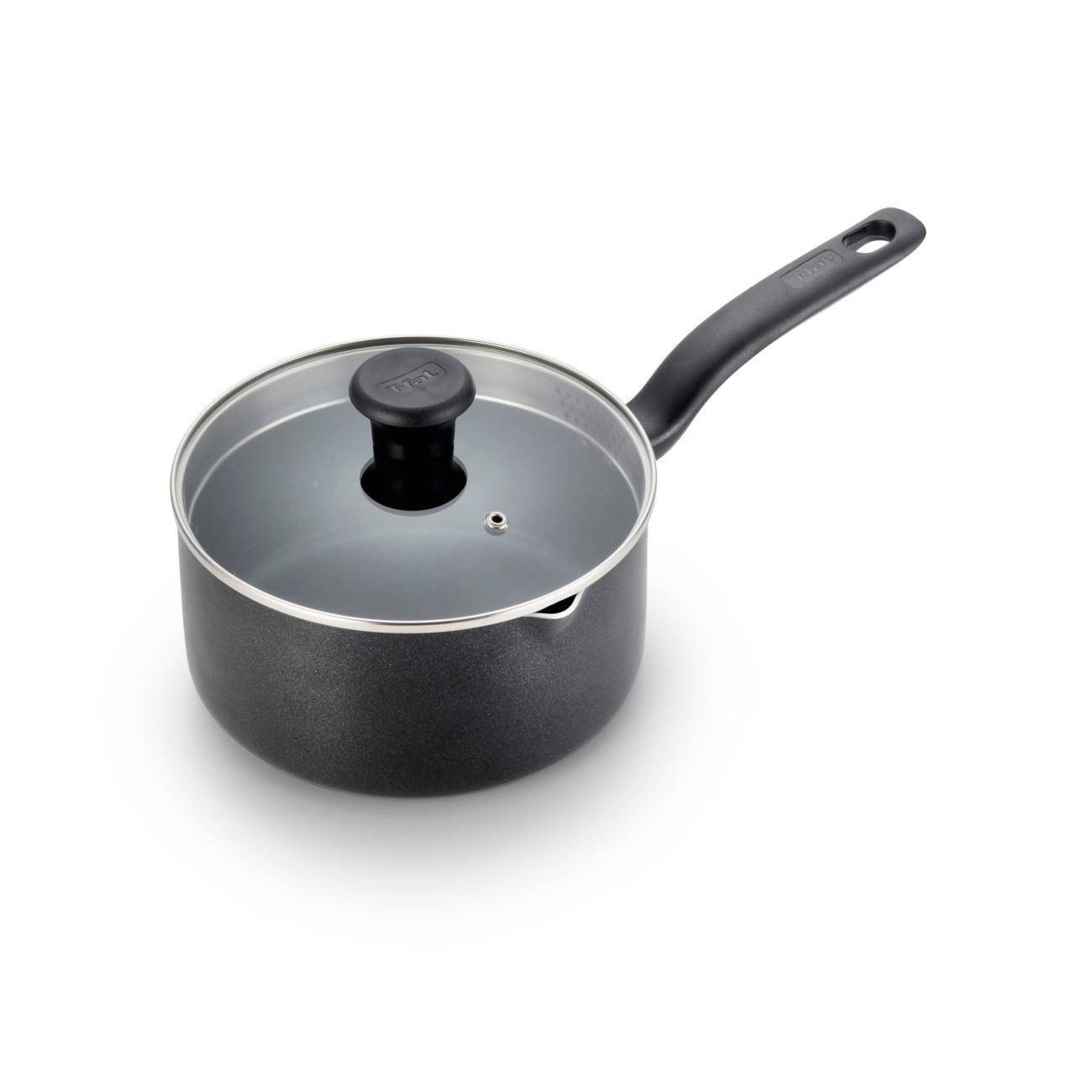 slide 1 of 5, T-fal Simply Cook Nonstick Dishwasher Safe Cookware, 3qt Saucepan with Lid, Black, 3 qt
