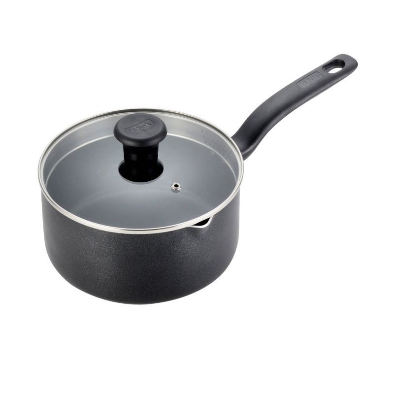 slide 1 of 9, T-Fal Simply Cook 3qt Nonstick Sauce Pan with Lid Black, 3 qt