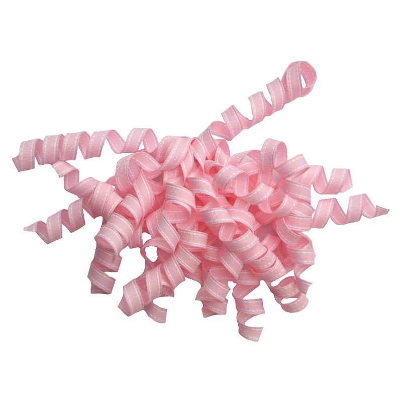 slide 1 of 1, 7" Light Pink Fabric with White Stitch Curly Gift Bow - Spritz™: Bows for Gift Wrapping, Decorative Accessories, 1 ct