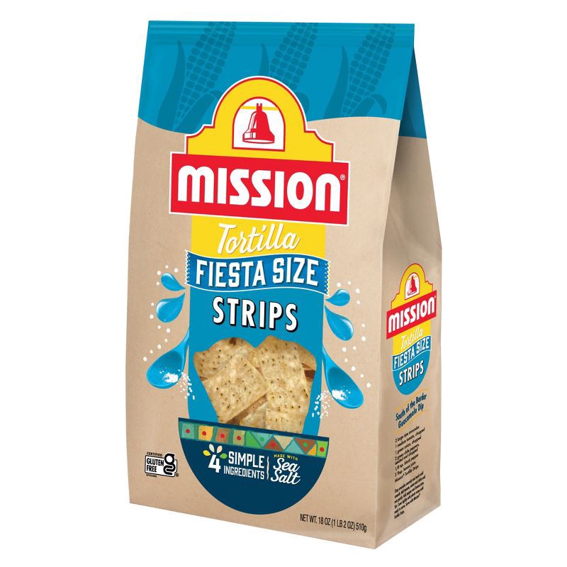 slide 4 of 6, Mission Strips White Corn Tortilla Chips - 18oz, 18 oz