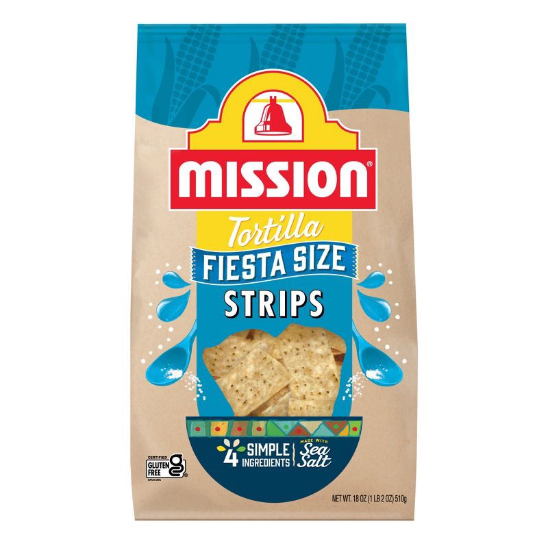 slide 1 of 6, Mission Strips White Corn Tortilla Chips - 18oz, 18 oz