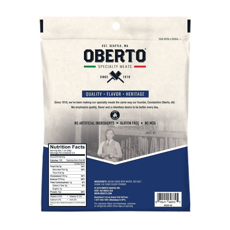 slide 2 of 4, Oberto All Natural Bacon Jerky - 2.25oz, 2.5 oz