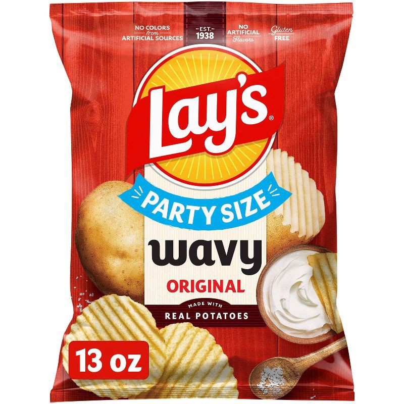 slide 1 of 8, Lay's Wavy Original Party Size Potato Chips - 13oz, 13 oz