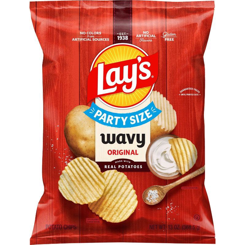 slide 1 of 7, Lay's Wavy Original Party Size Potato Chips - 13oz, 13 oz