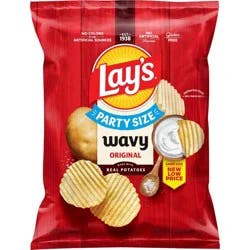 Lay's Wavy Original Party Size Potato Chips - 13oz