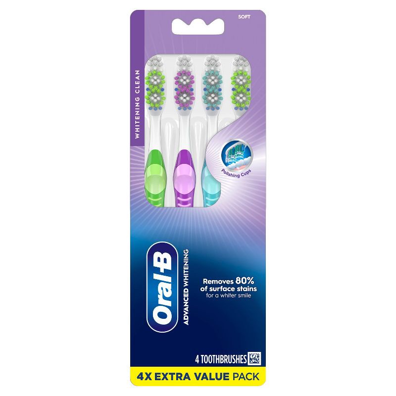 slide 2 of 9, Oral-B 3D White Vivid Manual Toothbrushes, Soft Bristles, 4ct, 4 ct