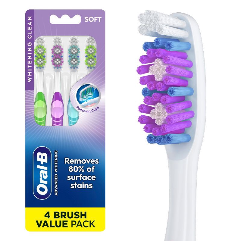 slide 1 of 9, Oral-B 3D White Vivid Manual Toothbrushes, Soft Bristles, 4ct, 4 ct