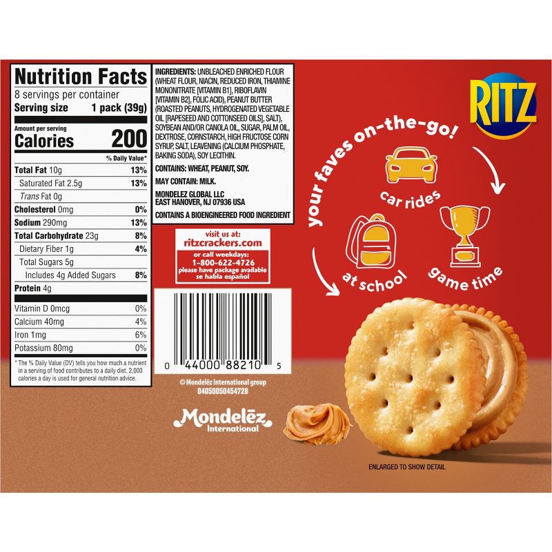 slide 10 of 14, Ritz Cracker Sandwiches with Peanut Butter - 8ct/11.04oz, 8 ct, 11.04 oz