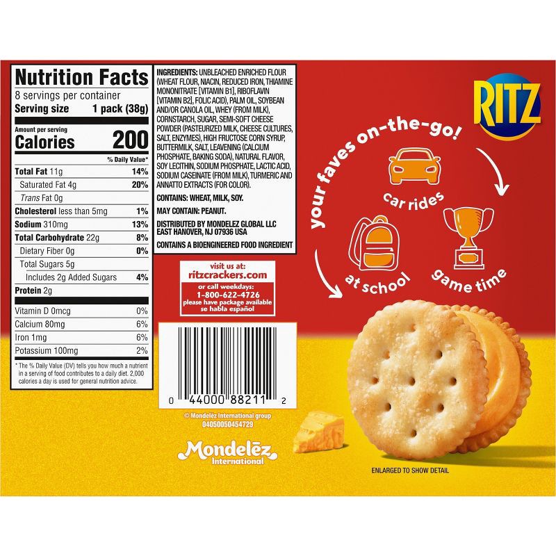 slide 9 of 14, Ritz Cracker Sandwiches with Cheese - 8ct/10.8oz, 8 ct, 10.8 oz