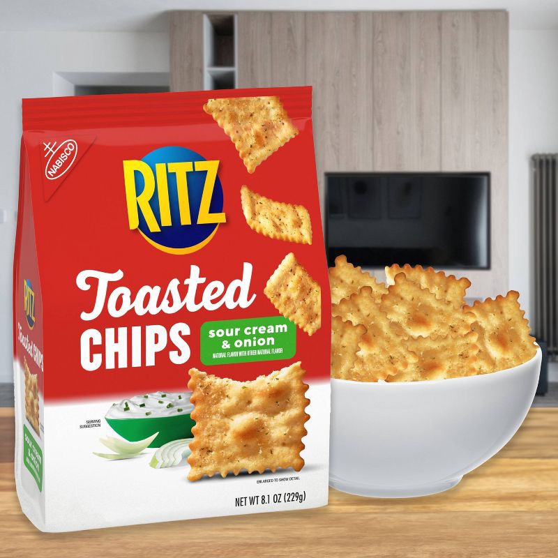 slide 2 of 12, RITZ Toasted Chips Sour Cream and Onion Crackers Party Snacks - 8.1oz, 8.1 oz