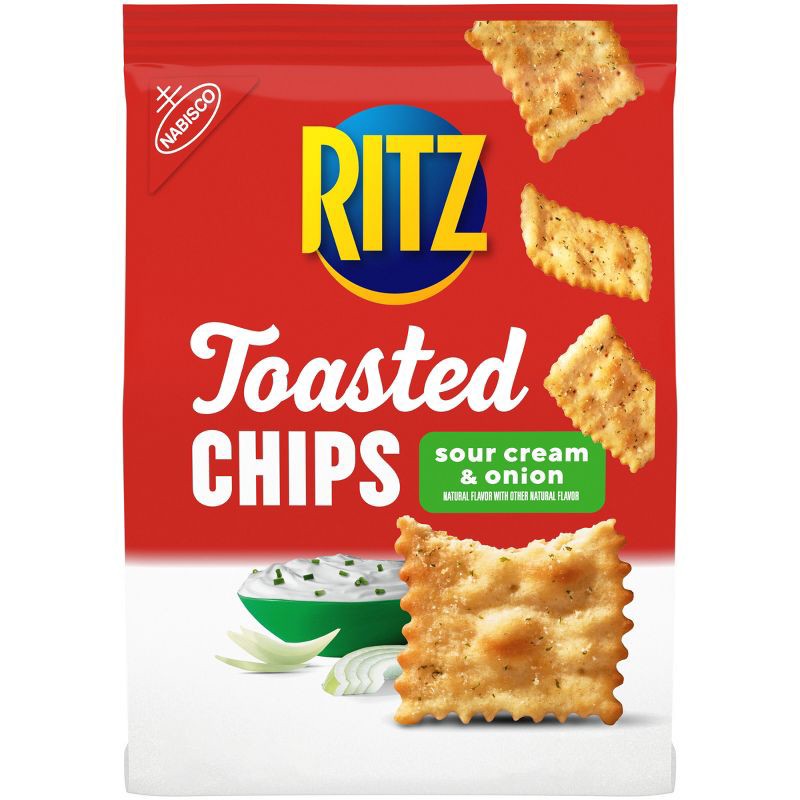 slide 1 of 12, RITZ Toasted Chips Sour Cream and Onion Crackers Party Snacks - 8.1oz, 8.1 oz
