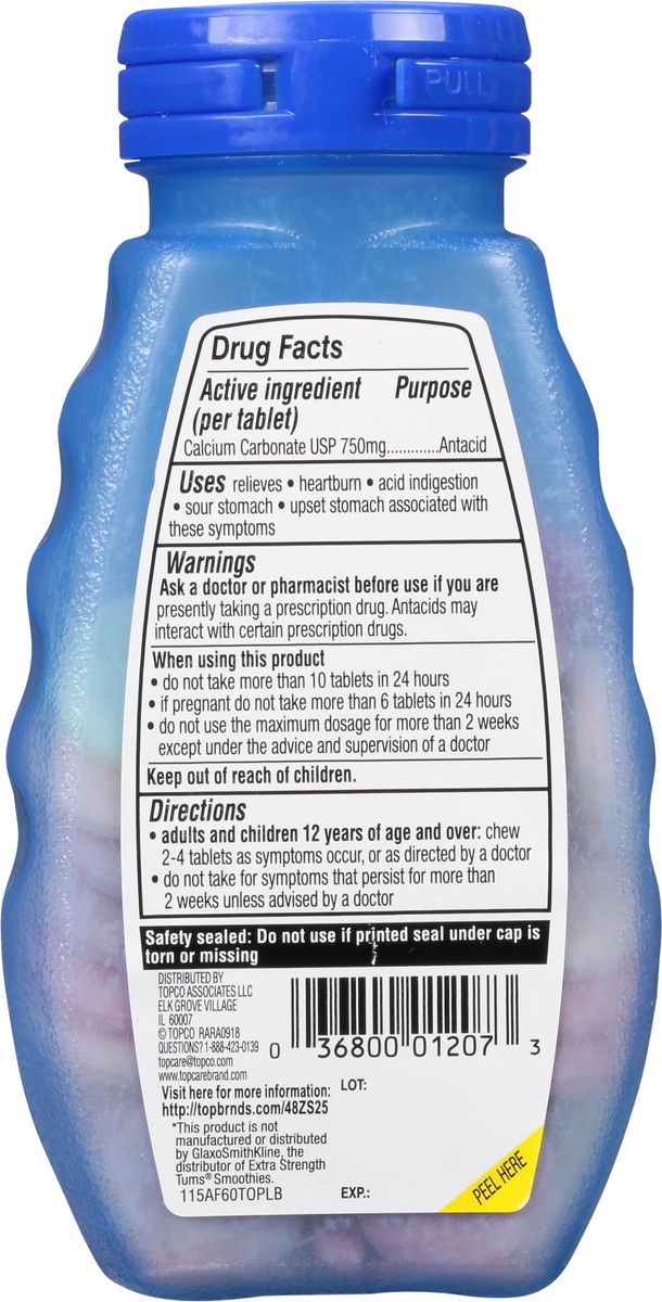 slide 9 of 9, Topcare Antacid Tablets Smooth Fruit, 60 ct
