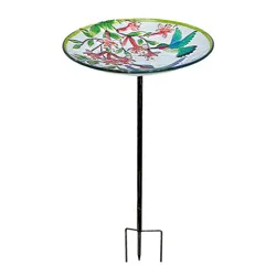 HD Designs Outdoors Hummingbird Birdbath Stake, 10 in