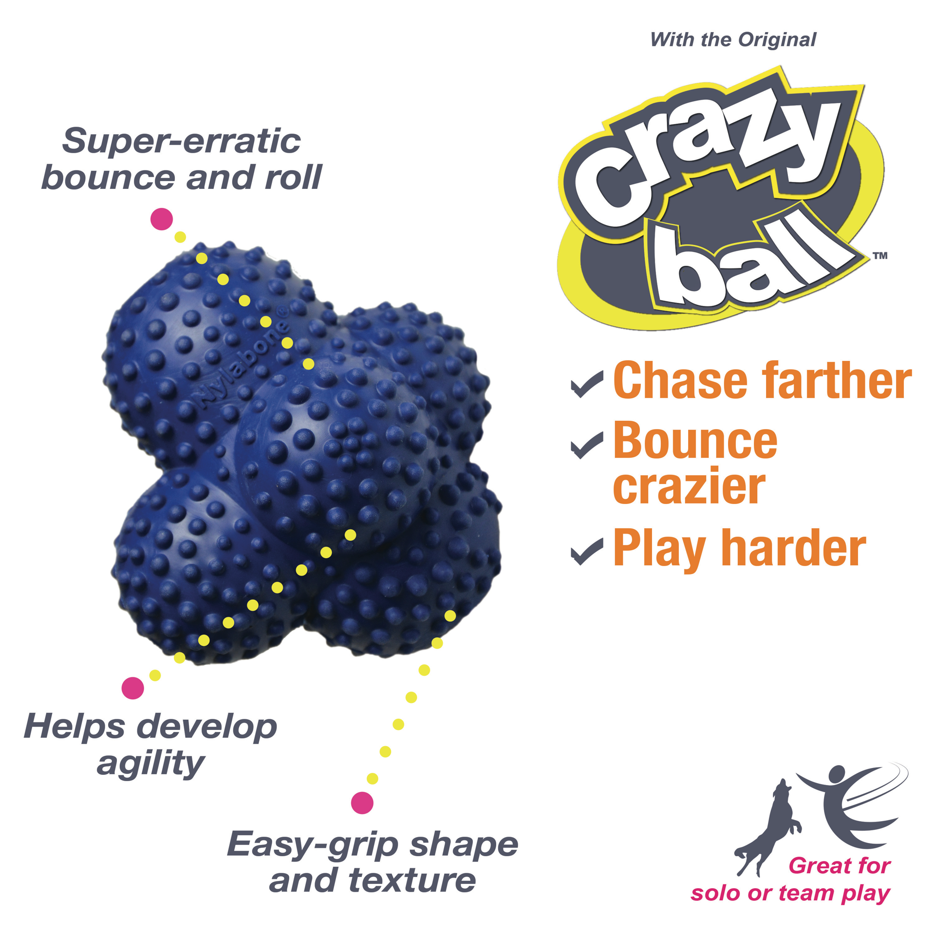 slide 9 of 10, Nylabone Power Play Ball for Dogs Crazy Ball, LG