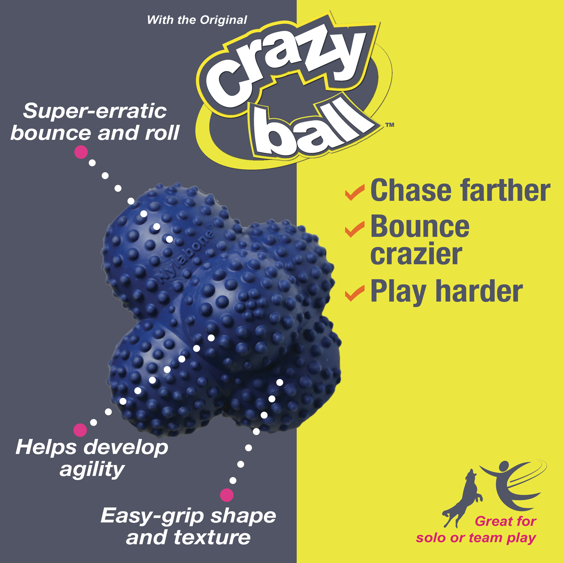 slide 6 of 10, Nylabone Power Play Ball for Dogs Crazy Ball, LG