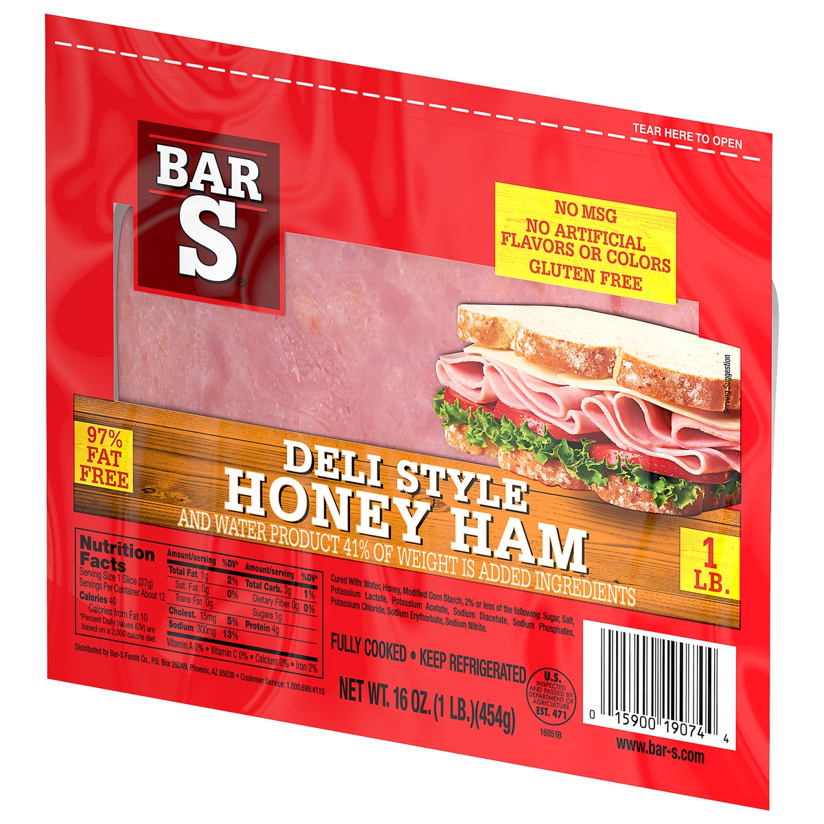 slide 3 of 6, Bar-S Ham Honey Deli Style, 16 oz