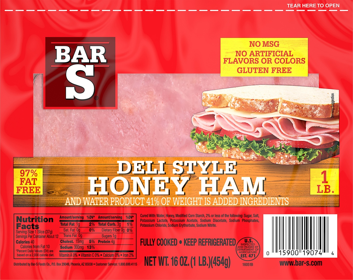 slide 6 of 6, Bar-S Ham Honey Deli Style, 16 oz