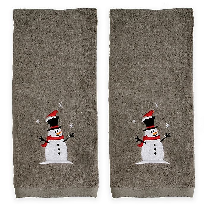 slide 1 of 1, Winter Wonderland Frosty Snowman Hand Towels - Grey, 2 ct