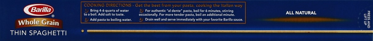 slide 3 of 5, Barilla Spaghetti Thin Pasta Whole Grain, 13.25 oz