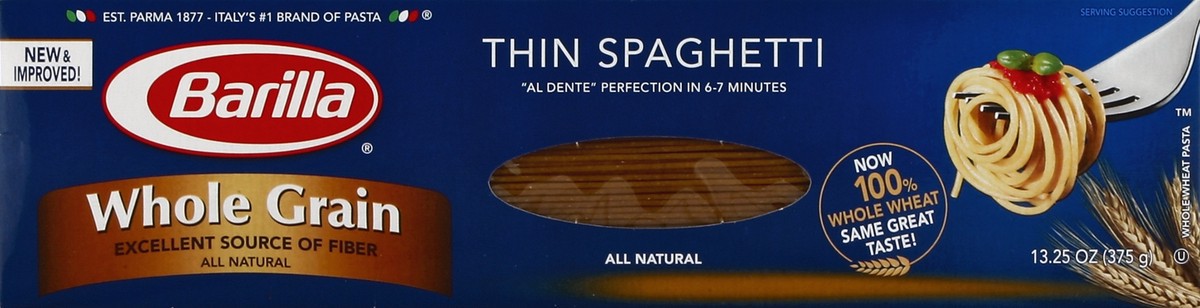 slide 1 of 5, Barilla Spaghetti Thin Pasta Whole Grain, 13.25 oz