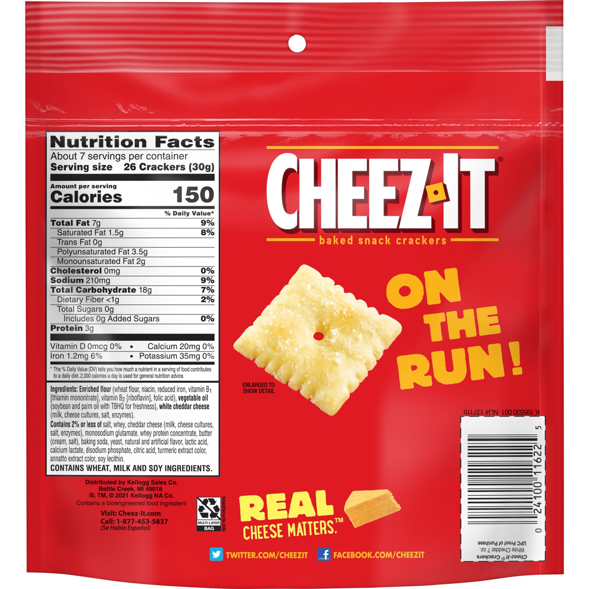 slide 5 of 5, Cheez-It Grab Bags White Cheddar Baked Snack Crackers 7 oz, 7 oz