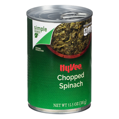 slide 1 of 1, Hy-Vee Spinach, Chopped, 13.5 oz