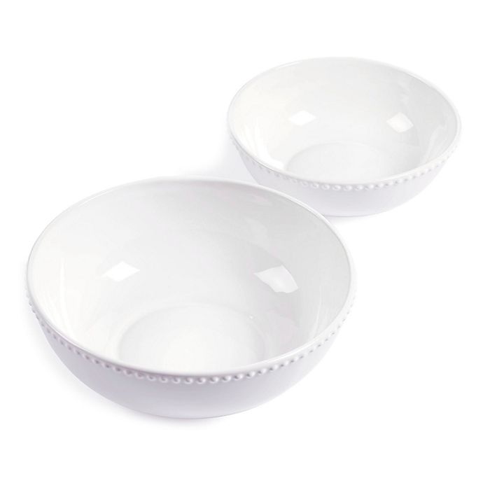 slide 1 of 1, Tabletops Unlimited Beaded Serving Bowl Set - White, 2 ct
