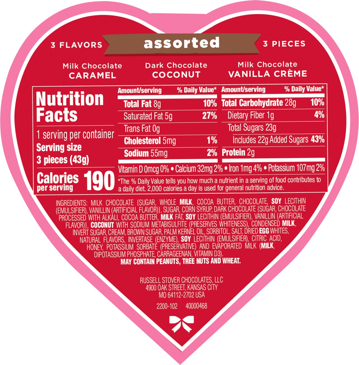 slide 3 of 8, Russell Stover Valentine's Assorted Chocolates Red Foil Heart (Packaging May Vary), 1.5 oz