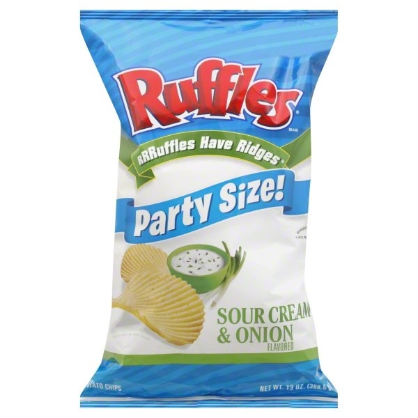 slide 1 of 1, Ruffles Sour Cream & Onion Party Size Chips, 13 oz